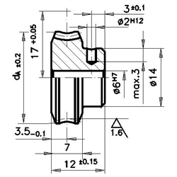 Šnekové kolesá, osová vzdialenosť 17mm scheme