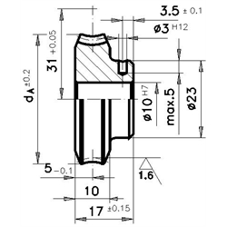 Šnekové kolesá, osová vzdialenosť 31mm scheme