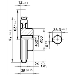 Šnekové kolesá, osová vzdialenosť 63mm scheme