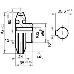 Šnekové kolesá, osová vzdialenosť 65mm scheme