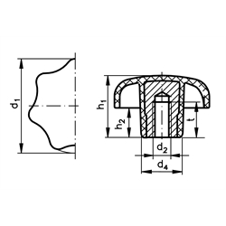 Hviezdicová matica DIN6336, Ø 63mm M12 Technopolymer PA6GV photo