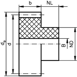 Ozubené kolesá, priame zuby, Modul 2,0 ; nerez 1.4305 scheme