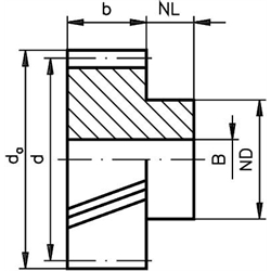 Šikmé ozub. koleso, modul 1, 18z, s nábojom,  ocel  11SMnPb30, ľavé photo