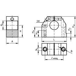 Presné uchytenia hriadela GW-3, ISO serie 3 scheme