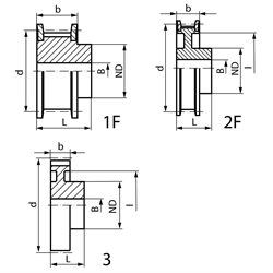 HTD-remenice, profil 8M, šírka remeňa 20mm scheme