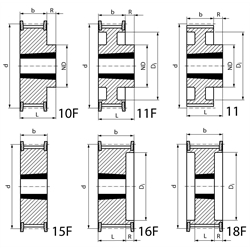 HTD-remenice pre kužeľ.púzdra, profil 8M,  šírka remeňa 30mm scheme