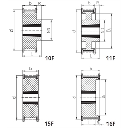 AT-remenice pre kužeľové púzdro, profil AT10, šírka remeňa 32mm scheme
