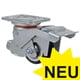 Lifting Castors with Plate, with Swivel Operating Lever, Polyurethane Tread