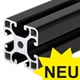 MAE 657.2 Construction Profile, Type i Modular System, with Open Slots on all Sides, Light, Black