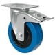 Transportné kolieska, otočné kolieska s brzdou a doskou, elastické plné gumové koleso modré